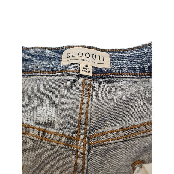 NWT Eloquii Wide Leg Distressed Denim Womens 18 High Rise Plus SZ Light Wash - Picture 8 of 13